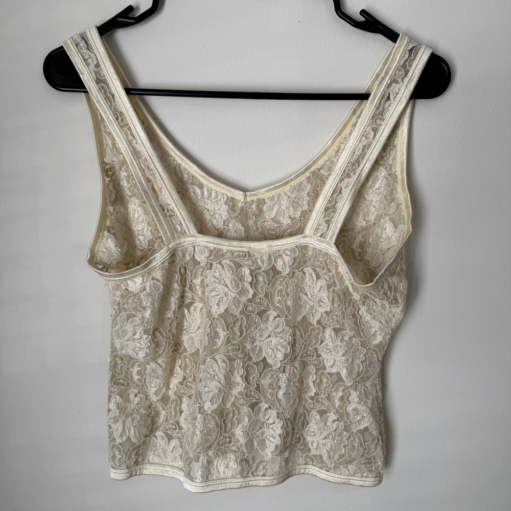 Papillon Blanc cream lace cropped tank - Picture 2 of 7